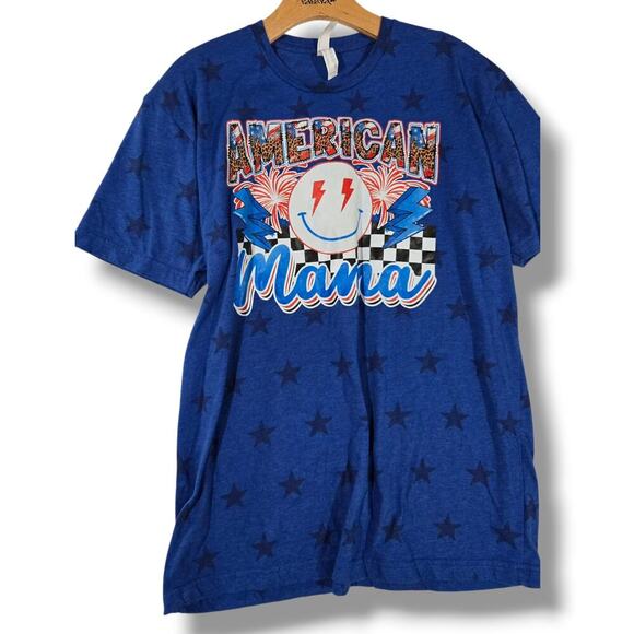 CODE FIVE LAT Apparel Women’s Blue Patriotic Graphic T-Shirt – Large - Picture 3 of 6